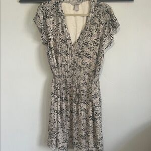 Boho Women's XL Lined Floral Cottagecore Black and White Flowy Summer Dress